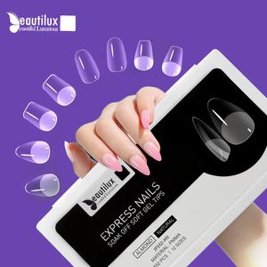 Beautilux Unghie finte corte Copertura completa Punte in gel opaco Nail art American Capsule Press on Coffin Mandorla Ovale Unghie finte Express 240104