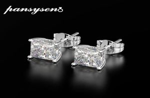 Pansysen Classic 6mm 7mm 8mmの正方形に作成されたMoissanite Wedding Engagement Stud earrings for Women 925 Silver Fine Jewelry Gifts2179573