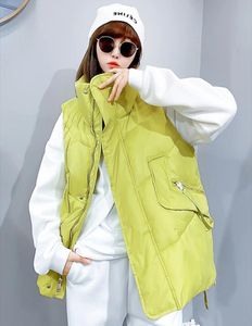 ベスト特大のゆるいベスト女性冬キャンディカラーノースリーブジャケットコート韓国のファッション女性アウターウエストコートプラスサイズジレット