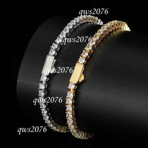 Pulseira de designer Rock Tennis Chains Spring Buckle Hip-Hop Tide Masculino Zircon-Microencased 3/4/5Mm Pulseiras para homens e mulheres Iced Out Jewelry