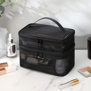 Neceser para mujer de malla transparente, ideal para maquillaje y artículos de tocador, kit para viajes, ventas, éxito, organizador de maquillaje, bolsa 240103