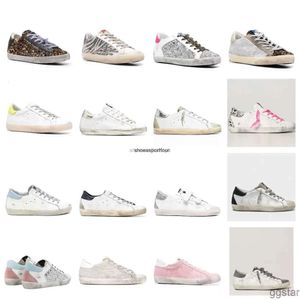 Com Caixa Goldenlys Gooselies Tênis Sapatilhas Douradas Sapatos Casuais Para Mulheres Golden Super Star Sneaker Camurça Lantejoulas Leopardo Impressão Branco Doold Sujo Clássico W 5WZ4