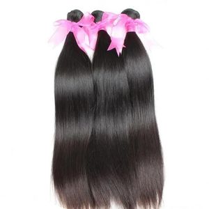 織り3PCSロット工場卸売100バージンモンゴルの髪は柔らかいまっすぐなブラジルのペルーの髪を織ります絹のようなストレートヘア