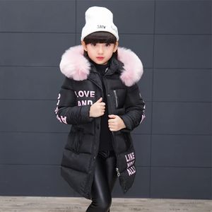 OLEKID Russischer Winter-Parka für Mädchen, Kunstpelzkragen, lange Mädchen-Baumwoll-gefütterte Jacke, 4–13 Jahre, Kinder, Teenager, Oberbekleidung, Mantel 240103