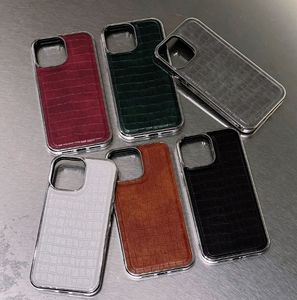 전화 케이스 커버 iPhone 15 Pro 14 13 11 12 Pro Luxury Designer Phone Cases Classic L Shopproof Shell Covers 용 전기 도금 악어 패턴 스티커