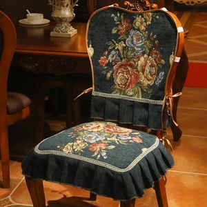 Fodera per sedia da pranzo in stile europeo Fodera per sedia in tessuto jacquard in ciniglia di lusso Sedia per schienale Home Soggiorno Ristorante Decor 240104