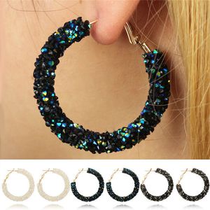 Bohemian Metal Resin Hoop Earrings for Women Circle Clip on Dangle Earring Ear Drop Bridal Wedding Jewelry