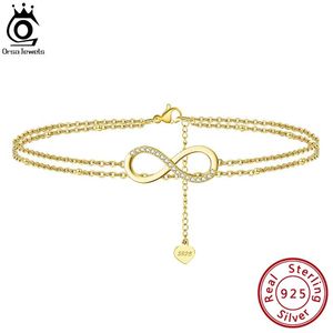 Bracelets Orsa Jewels Sterling Sier Fashion Infinity Satellite Anklet for Women Beach Barefoot Chain Bracelet Jewelry Sa16