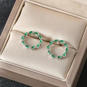 Stud Küpe Mizaç Kadın S925 Gümüş İğne Gelişmiş Sense Emerald Kişilik Moda