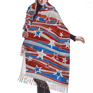 Lenços Tassel Scarf Grande 196 68cm Pashmina Inverno Quente Xaile Wrap Bufanda Feminino Cores Nacionais Estrelas dos EUA Cashmere