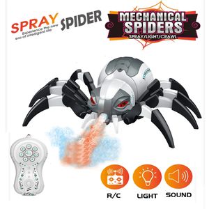 Simulação elétrica controle remoto spray aranha luz música animal dança mecânica dinossauro crianças sem fio rc pet brinquedo presente 240103