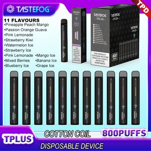 Oringal Tastefog T-Plus 800 Puffs Dispsaoble Vape English/Spaning Package Factory Wholesaleartareale tpd ce ukca certification legal