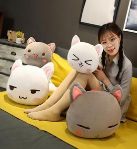 Abraço gato pelúcia macio gatinho corpo travesseiro 256 Polegada grande fofo gatinho animais de pelúcia brinquedo dormir travesseiro decoração presentes whitegray1446637