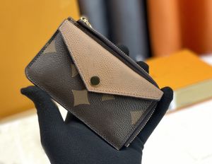 Damen-Designer-Geldbörsen, Luxus-Recto-Verso-Geldbörsen, klassische Blumenbriefe, kurze Kartenhalter, hochwertige Damenumschläge, kleine Clutch-Tasche mit Box