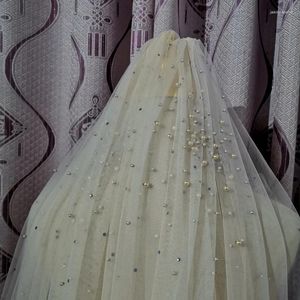 Bridal Veils Pearl Diamond Veil 2024 3 metry Szerokie katedralne akcesoria ślubne z włosami