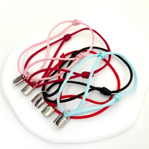 Gioielli firmati lucchetto Braccialetti con ciondoli Bracciale per coppia Corda a mano in acciaio inossidabile Nero Rosso Rosa Blu Molti colori Cinturino a mano Regali di moda Regalo di Natale