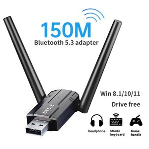 150m Bluetooth -adapter gratis drivrutin USB Bluetooth 5.3 Dongle för PC Windows 11/10/8.1 Mustangentbordsljudmottagare