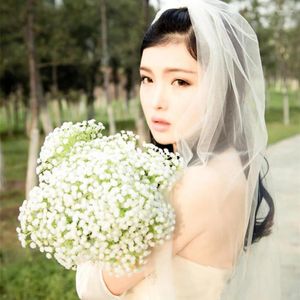 Fiori nuziali YO CHO Bouquet di qualità fai da te in plastica artificiale per il respiro del bambino, accessorio per damigelle da sposa bianco