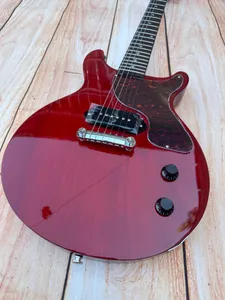 標準のエレクトリックギター、ホワイトパールインレイ、透明な赤、レトロチューナー、ストック、ライトニングパッケージ