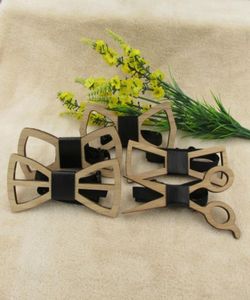 Unique Wooden Bow Tie Noeud Papillon Men Geometric Scissors Laser Cutout Jewelry Accessory3771729