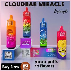 CLOUDBAR MIRACLE 9000 Puffs 9k Einweg-Vape-E-Zigarette %3%5%. 18 ml vorinstalliert, wiederaufladbar mit 650 mAh