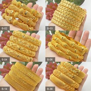 Dubai Bangles for Women Middle East Gold Färg Bangle Etiopian Saudi Arab Armband Wedding Bride Jewellery African Birthday Present 240103