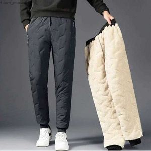 Men's Pants Winter Pants Men Warm Lambswool Thicken Sweatpants Outdoors Leisure Windproof Jogging Trousers Brand High Quality Down PantsL231113