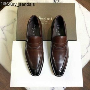 Berluti Erkek Elbise Ayakkabı Deri Ayakkabıları Yeni Bruti Mens İş Gündelik Moda ve Yakışıklı Oxford Tek Adım Tembel RJ