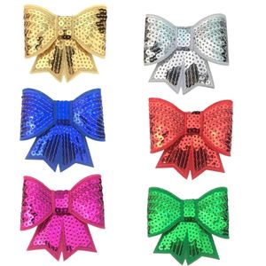 60Pcs Large Handmade 3 Sequin Bows Neon BowKnot Applique Embroidery Boutique Hair Clips Barrettes For Baby Girls Kids HDJ13 240103