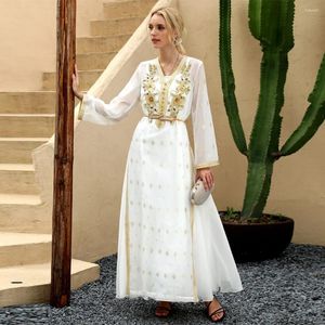 Ubrania etniczne kaftan caftan dla kobiet Dubaj 2024 Długie sukienka złota tkanina ciężka suknia przemysłowa wieczór Abaya Kobieta