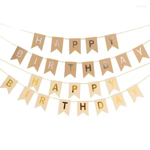 Party Decoration Happy Birthday Bunting Garland Baby Shower Supplies Kraft Paper Banner