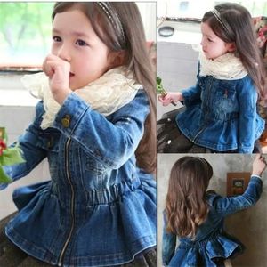 معطف Teenmiro Girls Peplum Denim Jacket Kids Fashion Jeans Coat Spring Children Clothes Fashion Little Girls Ofterwear Clothing 28y LJ