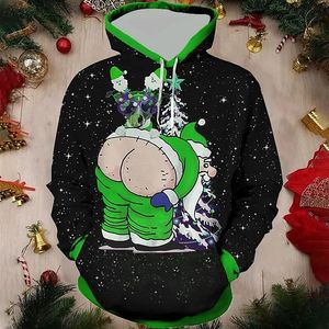 Roliga 3D Santa Claus tryckta hoodies för män Ful Christmas Sweater Kid Cute Pullovers Women Fashion Y2K Harajuku Winter Clothes 240103
