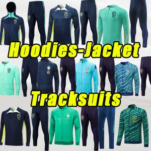 2022 2023 Brasils Soccer Jersey Marcelo Pele Paqueta Neres Coutinho Firmino Jesus Vini Jr 22 23 Brasils Football Shirt långärmad jacka Tracksuit Kids Män vuxna