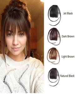 Clip In Bangs Extension Real Human Hair Bangs Hand Tied Hair Bangs with Temples Black Brown1009294