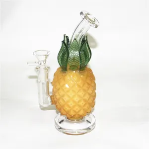 Ananas-Bong-Wasserpfeifen, gerades Rohr, dicke Glasbongs, Recycler, berauschende Dab-Ölplattformen, Bubbler-Wasserpfeifen, 14,5-mm-Innengewinde mit Schüssel, Quarz-Bongs
