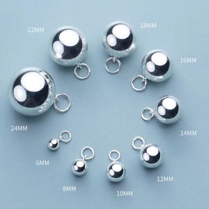 Necklaces Sterling Sier Round Ball Charms(no Ringing) 524mm Glossy Ornament Pendants Diy Gift Necklace Jewelry Making Findings