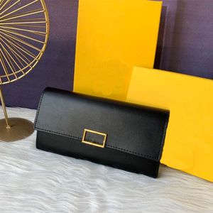 10AA Carteira preta de luxo de alta qualidade estilo longo Carteira de couro da moda com vários bolsos Duas bolsas de órgão, uma bolsa com zíper, duas bocas planas e dez slots para cartões