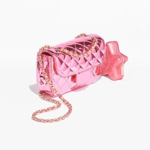 Explosão feminina mini aba bolsa estrela moeda bolsa AS4646 AS4647 carteira espelho bezerro metálico bezerro ouro-tom metal rosa balcão de designer de luxo com caixa LOGO