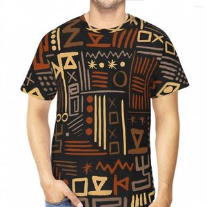 Herren-T-Shirts, Schlammtuch-Muster, Sommer-Männer, afrikanischer Stammes-3D-gedruckter Polyester-T-Shirt, kurzärmelige, atmungsaktive Kleidung