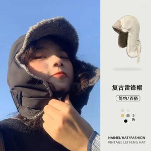 秋と冬の韓国語バージョン男性のための秋と冬の暖かいレイ・フェンハットとベルベットの耳の保護ラムウールコールドライディ