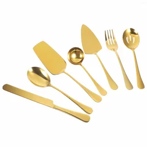 Set di posate Coltello per torta in acciaio inossidabile Stoviglie Bistecca Stoviglie Cucchiaio Utensili da portata grandi Forchette Banchetto