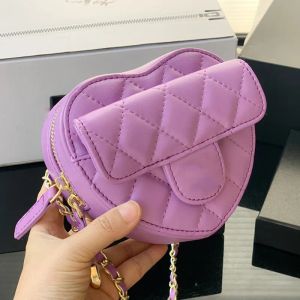 Channel bag Mini Heart Lover Style Lambskin Waist Bust Crossbody Bags Quilted Gold Metal Hardware Matelasse Chain Vanity Cosmetic Handbag