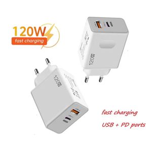 120w usb c carregador de telefone de carregamento rápido pd usb qc 5.0 tipo c adaptador de carregador de parede para huawei xiaomi iphone 15 samsung s24 celular