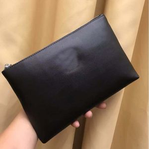 Bolsa de grife de moda, carteira preta luxuosa de grande capacidade, carteira de couro masculina e feminina com pequeno bolso com zíper interno, tamanho 27 * 2,5 * 19