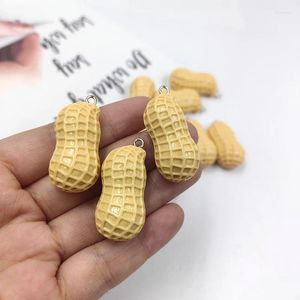 Charms 10pcs Lovely Glossy Peanut Resin Earrings Cute Food Pendant Flatback For Keychain DIY Jewelry Making Findings