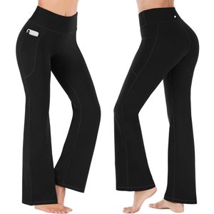 Women Lu Groove flare leggings with pockets Tummy Control Yoga Pants gym slim fit workout clothes wear Exercise Fitness Lady outdoor sports trousers yoga outfits