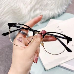 Sonnenbrille Damen Universal Vollrahmen Anti Blaues Licht Brille Rundes Metall Nicht Grad Flache Linse