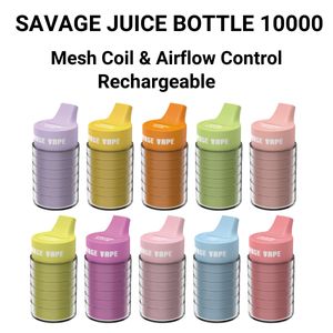 Engångsvape Savage Juice Bottle Puff 10000 ångar Engångsspuff E -cigarettångare Desechables 22 ml Förfylld 2% 3% 5% uppladdningsbart nätspolar Luftflödeskontroll