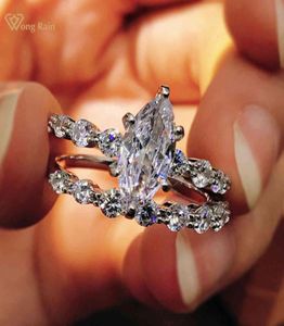 Wong Rain 925 Sterling Silver Marquise Cut Created Moissanite Gemstone Wedding Engagement Romantic Ring For Women Fine Jewelry4938174